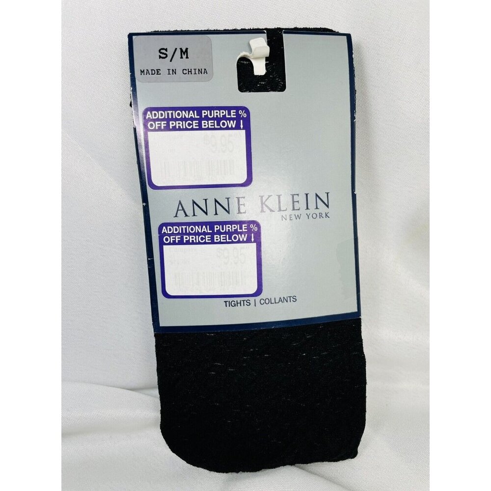 Vintage Anne Klein New York Black Tights S/M Textured Women 5’2”-5’6” 115-140 LB